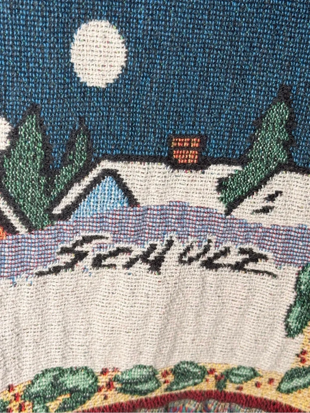 VTG Peanuts Snoopy Christmas Woven Tapestry/Thrw/Blankt Fringe Holiday Woodstock